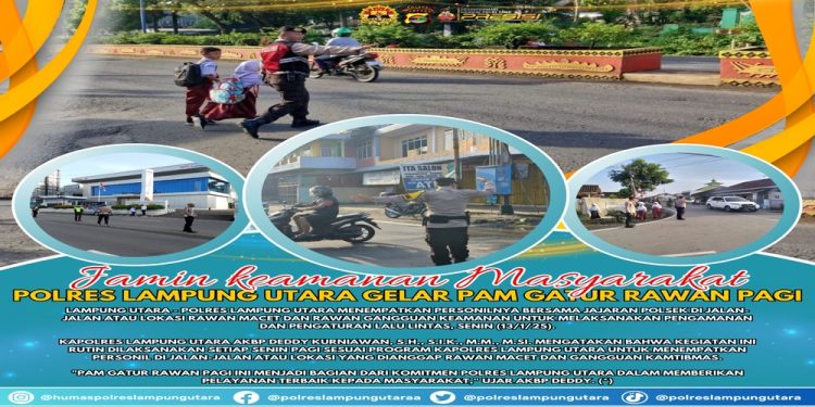 Gelar Pam Gatur Rawan Pagi, Polres Lampung Utara Jaga keamanan masyarakat.