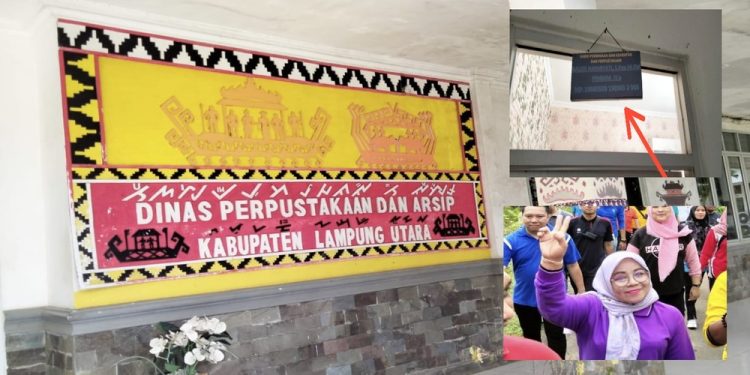 Tidak Patuh Administrasi, Papan Nama Struktur Jabatan Dispersip Lampung Utara Belum Di Ganti