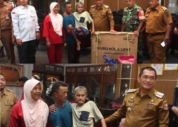 Penyerahan Bantuan Kursi Roda oleh Pj. Bupati Lampung Utara kepada Warga Desa Sumber Agung