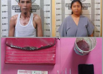 Pelaku pasangan Suami Istri menjadi pengedar sekaligus penyalahguna narkoba berhasil diringkus Satresnarkoba Polres Tulang Bawang Barat