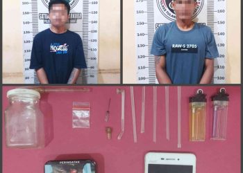 Satresnarkoba Polres Tulang Bawang Barat, Berhasil Ringkus Dua Orang Pria Diduga Pengedar Sekaligus Penyalahguna Narkotika Jenis Sabu.