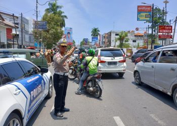 Satlantas Polresta Bandar Lampung Alihkan Arus Lalu Lintas Saat Bank Lampung Run 2025