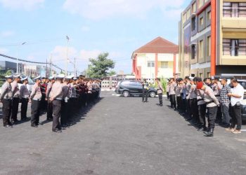 Polres Tulang Bawang Kerahkan Ratusan Personel Gabungan Amankan Rapat Pleno Terbuka Yang Digelar KPU