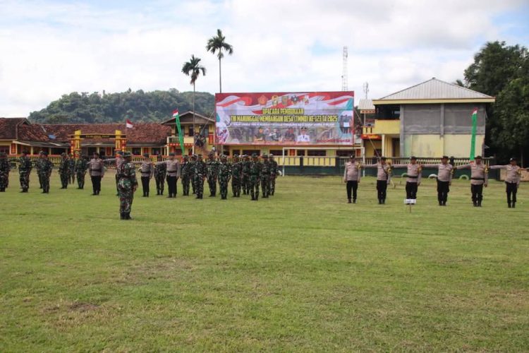 Kodim 0412/LU Gelar Gladi Upacara Pembukaan TMMD ke 123 Lapangan Sepak Bola Desa Subik.