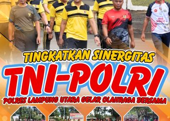 Tingkatkan Sinergitas TNI- Polri, Polres Lampung Utara Gelar Olahraga Bersama
