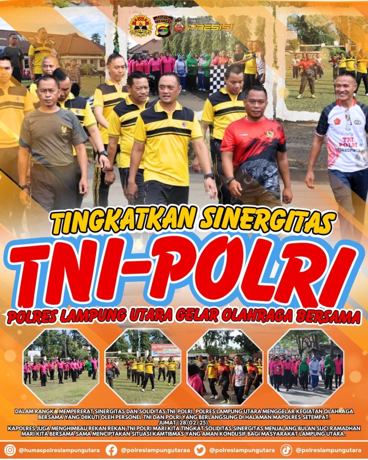Tingkatkan Sinergitas TNI- Polri, Polres Lampung Utara Gelar Olahraga Bersama