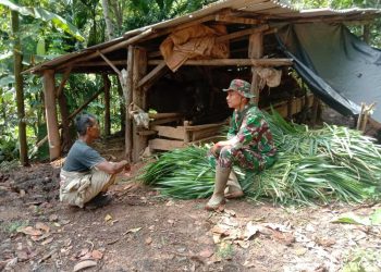 Disela-sela istirahat Anggota Satgas TMMD ke-123 Kodim 0412/LU Komsos Dengan Peternak Sapi.