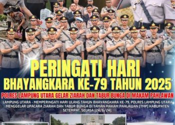 Peringati Hari Bhayangkara Ke-79, Polres Lampung Utara Gelar Ziarah dan Tabur Bunga di Makam Pahlawan