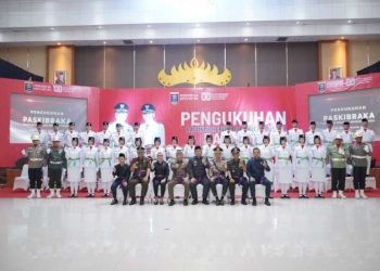 Walikota Metro H Bambang Kukuhkan 31 Anggota Paskibraka Digedung Sessat Agung Bumi Sai Wawai