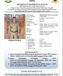 Kejaksaan Negeri Way Kanan Tetapkan Mantan Kepala Kampung Bandar Dalam Sebagai Tersangka DPO Korupsi DD