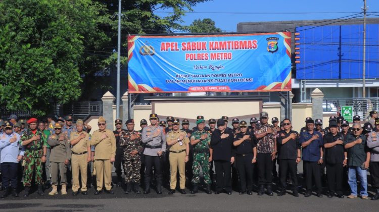 Polres Metro Polda Lampung Gelar Apel Sabuk Kamtibmas, Komitmen Bersama Masyarakat Jaga Kondusifitas Kota Metro