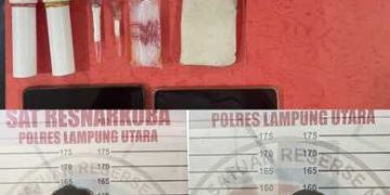 Ungkap Kasus Narkotika, Dua Pelaku dengan Puluhan Paket Sabu di Amankan Sat Narkoba Polres Lampung Utara