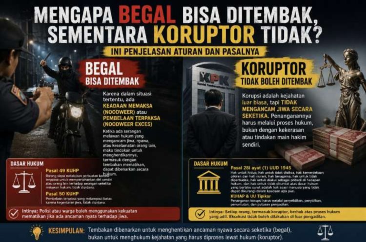 Mengapa Begal Bisa Ditembak, Sementara Koruptor Tidak? Ini Penjelasan Aturan dan Pasalnya